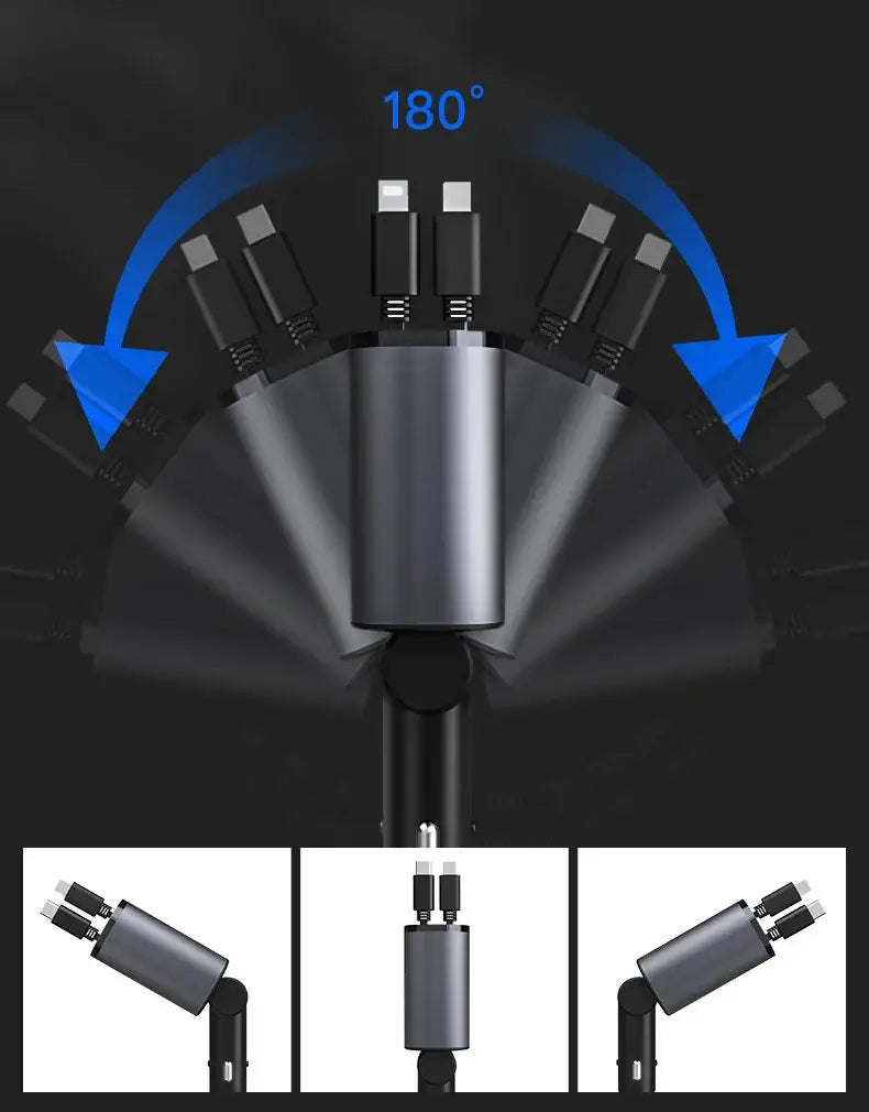 4-i-1 Retraktabel Bil laddare